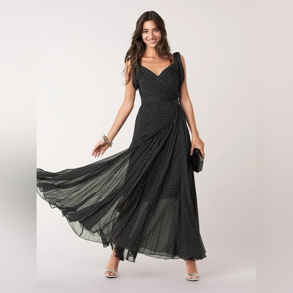 NW$648 DVF Belinda Crinkled Wrap Dress In Black